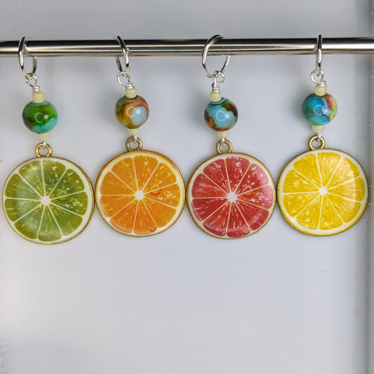 Refreshing Citrus Slices Earrings & Stitch Markers