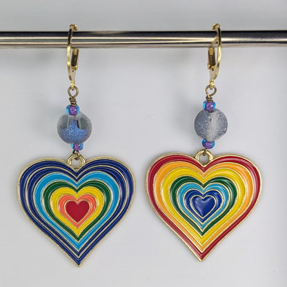 Heart Rainbow Enamel Markers & Earrings