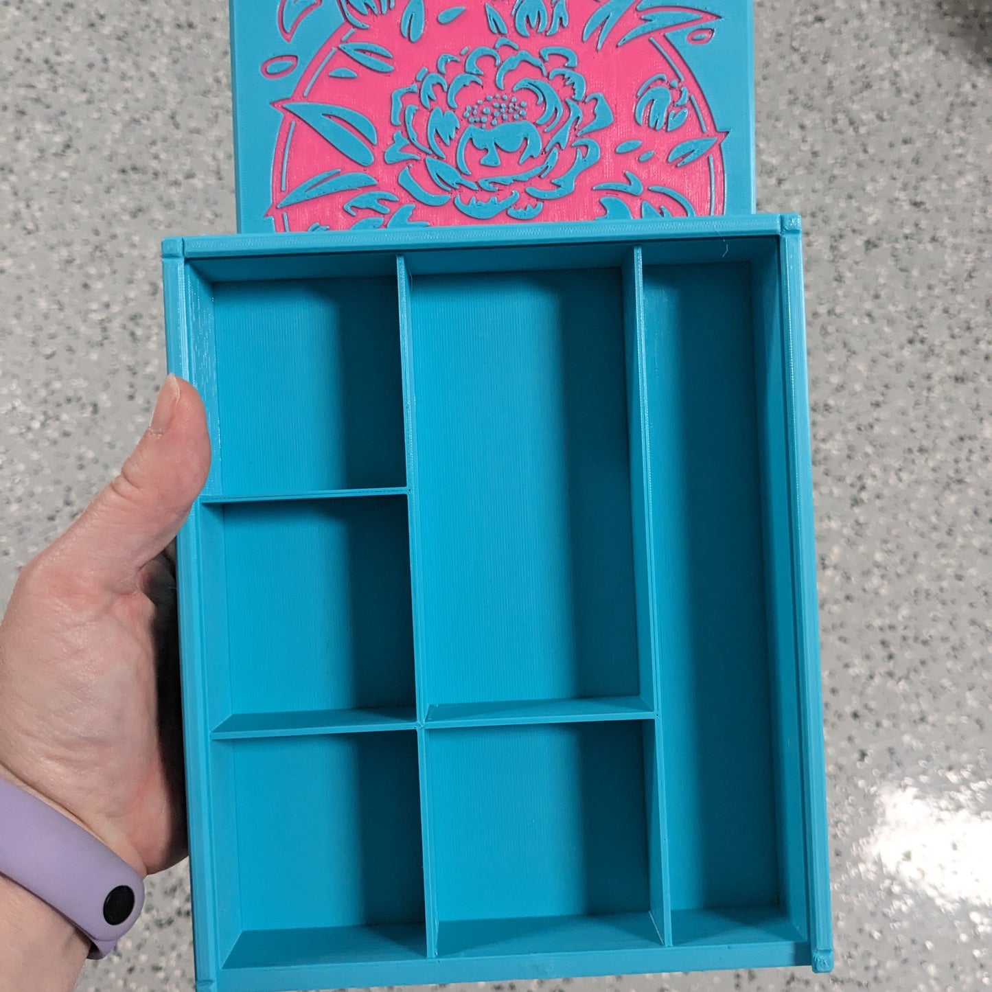 3D printed Notions Box--Peonies