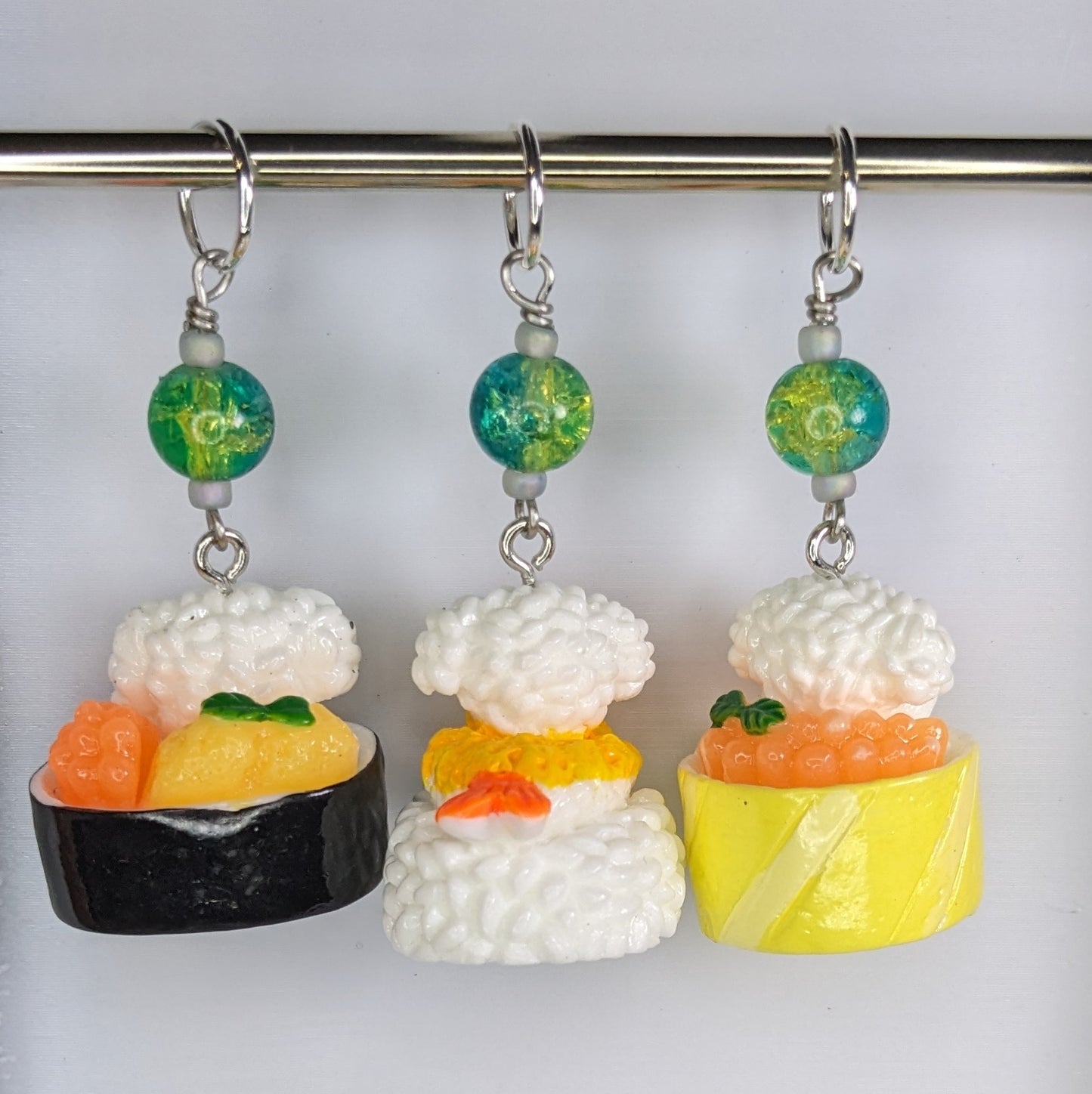 Resin Sushi Pups Earrings & Stitch Markers