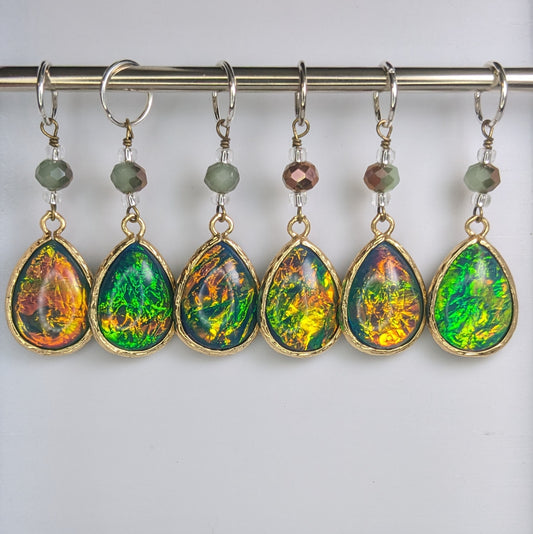 Teardrop Cabochon (Resin) Earrings & Stitch Markers