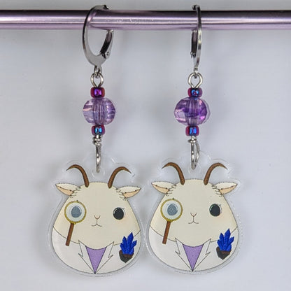 Squishy Science Animals Acrylic Stitch Markers & Earrings