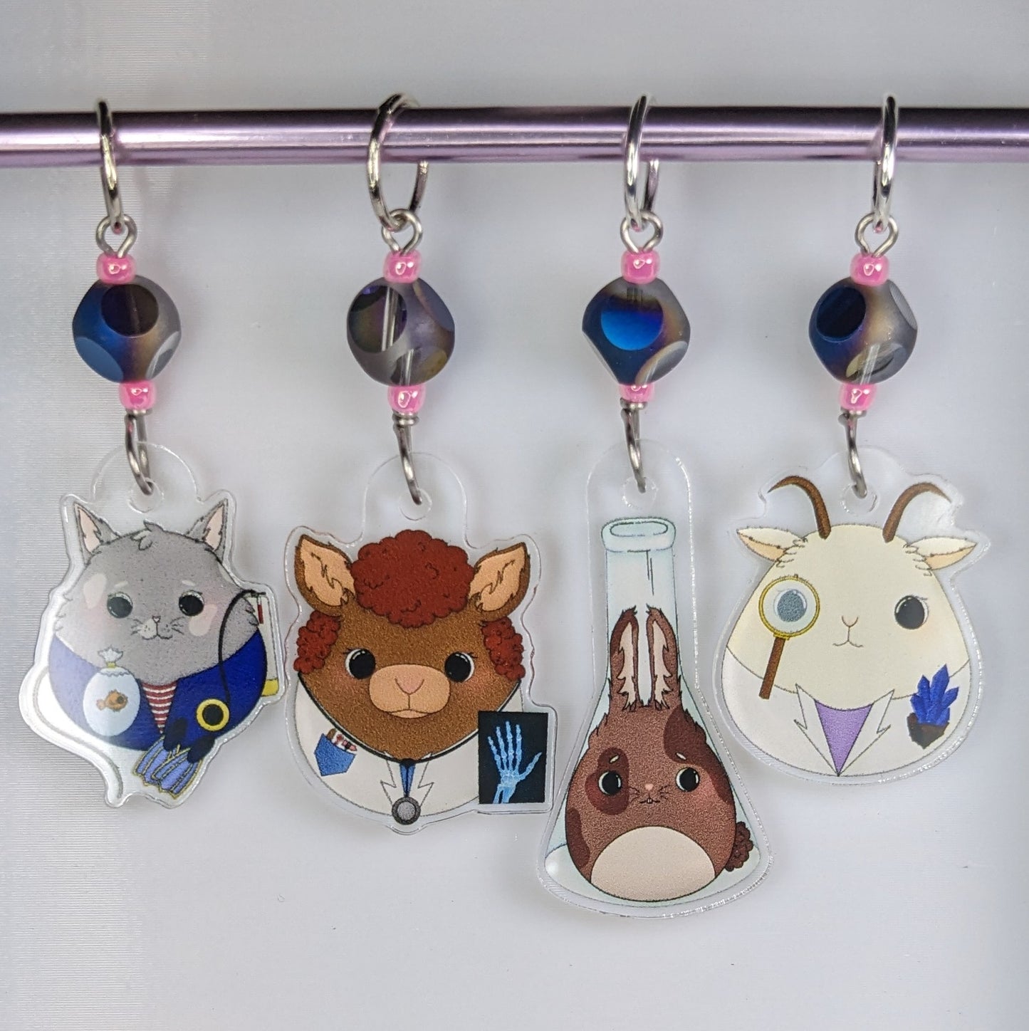 Squishy Science Animals Acrylic Stitch Markers & Earrings
