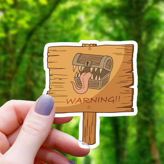 Mimic Gaming Co - Beware of Mimic Sign Sticker - 3"