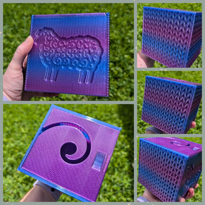 3D printed Yarn Box--Fancy Sheep & Faux Knit