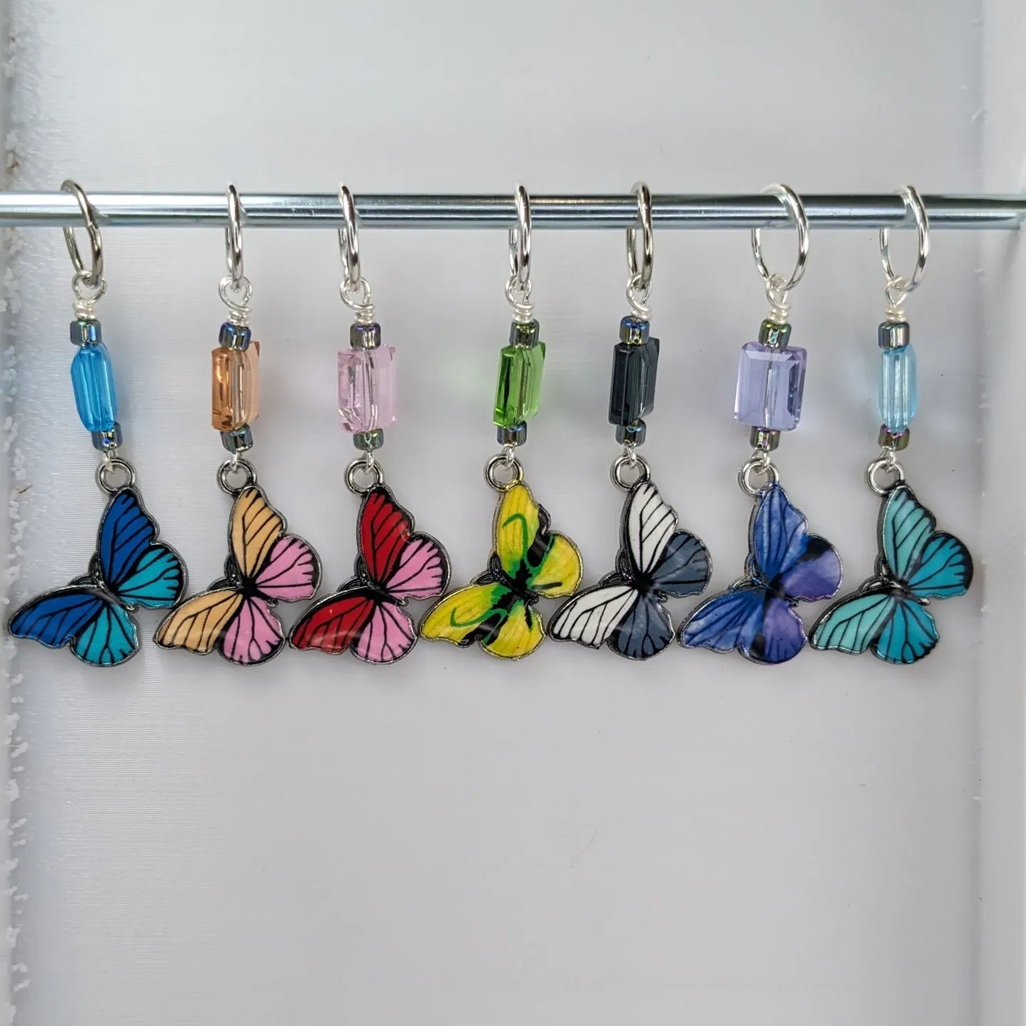 Enamel Small Butterfly Earrings & Stitch Markers