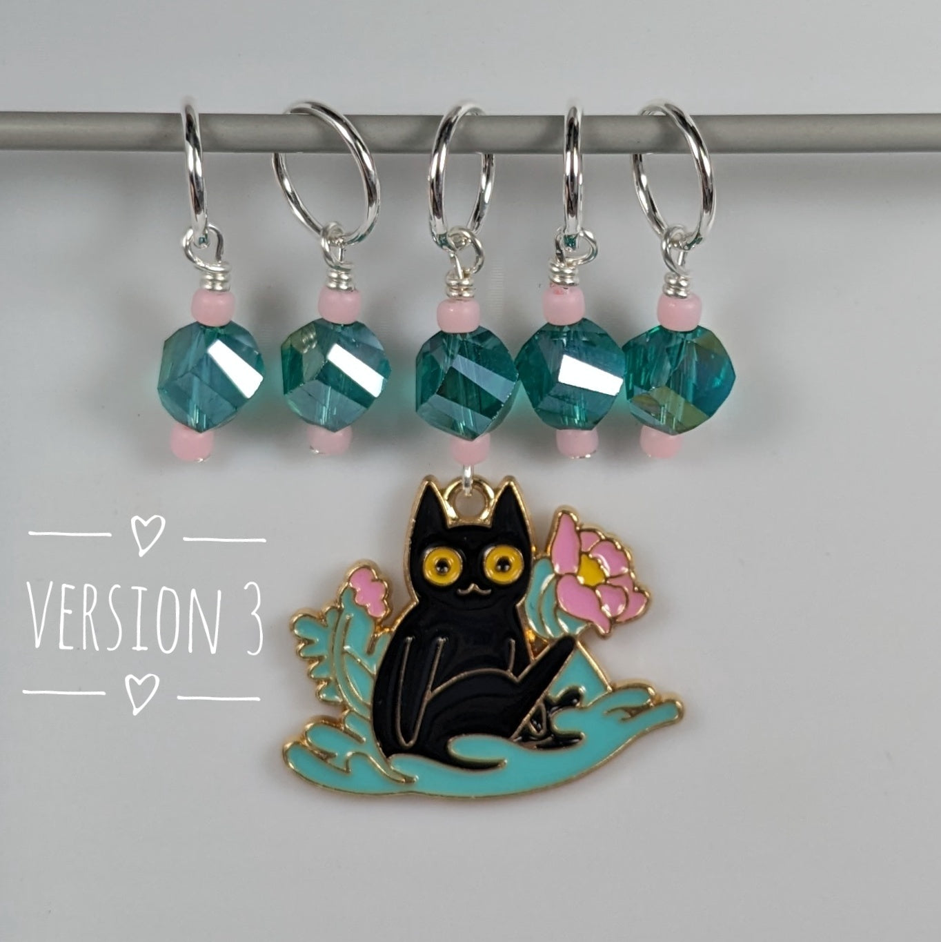 Black Cats and Plants Enamel Earrings & Stitch Markers