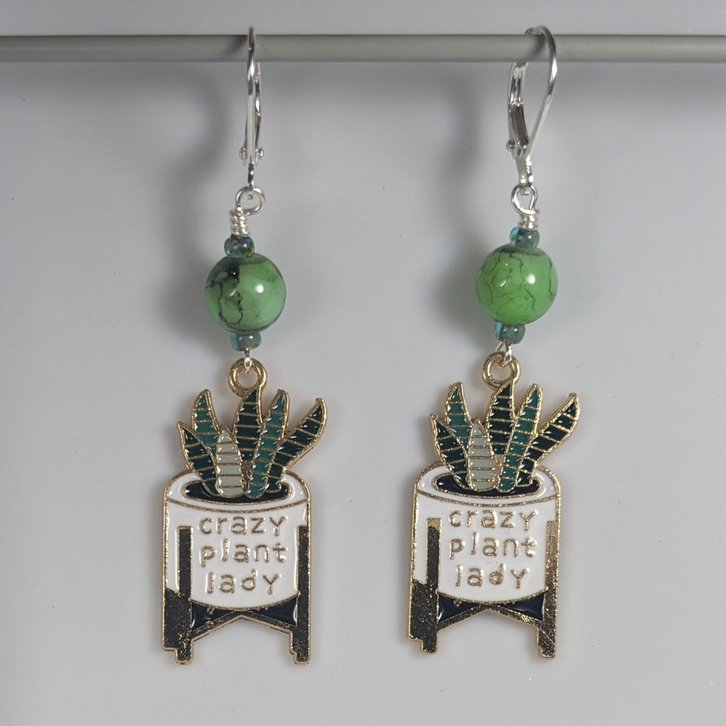 Crazy Plant Lady Earrings & Stitch Markers