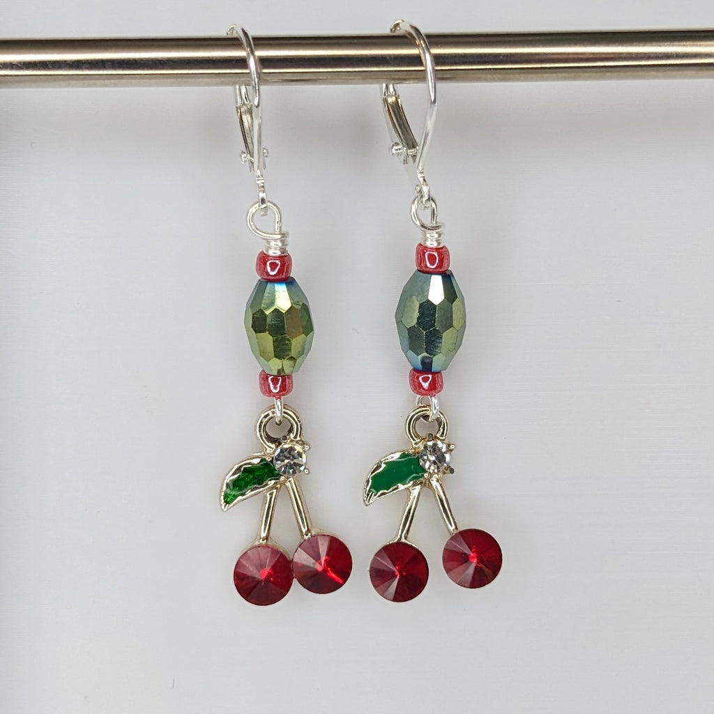 Crystal Cherry Earrings & Stitch Markers