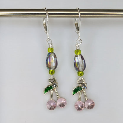 Crystal Cherry Earrings & Stitch Markers