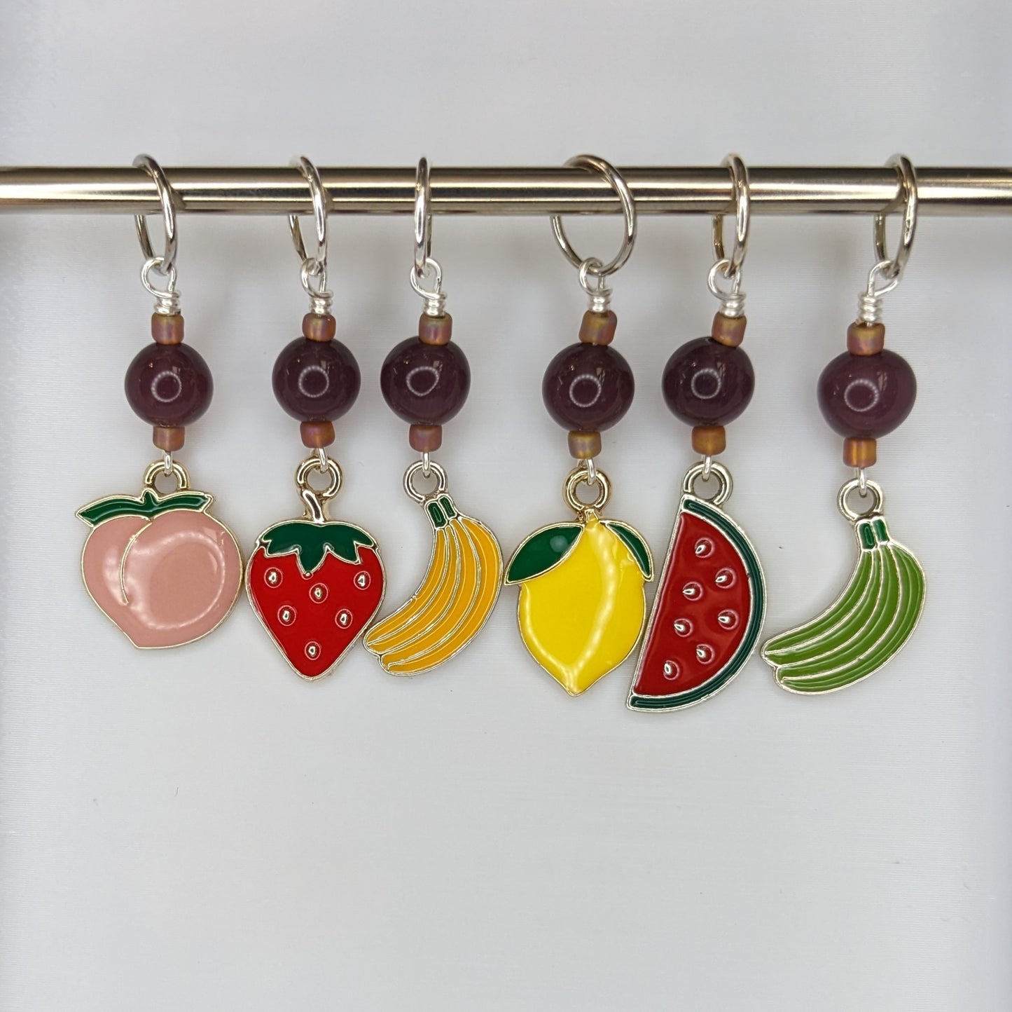 Enamel Fruit Earrings & Stitch Markers