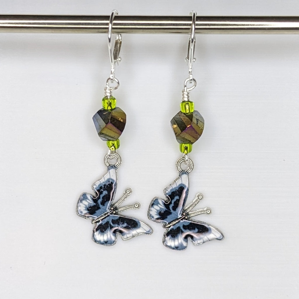 Marbled White Butterfly Earrings & Stitch Markers