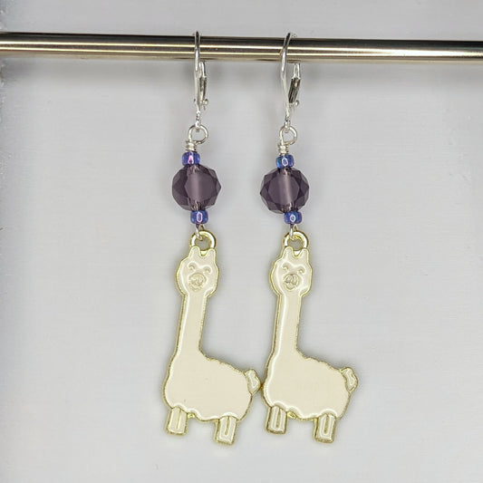 Enamel Llama Earrings & Stitch Markers