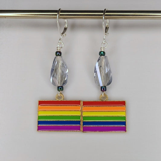 Enamel Pride Flag Earrings & Stitch Markers