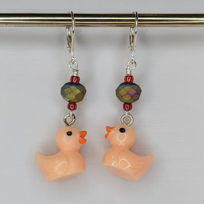 Resin Rubber Duckie Stitch Markers & Earrings