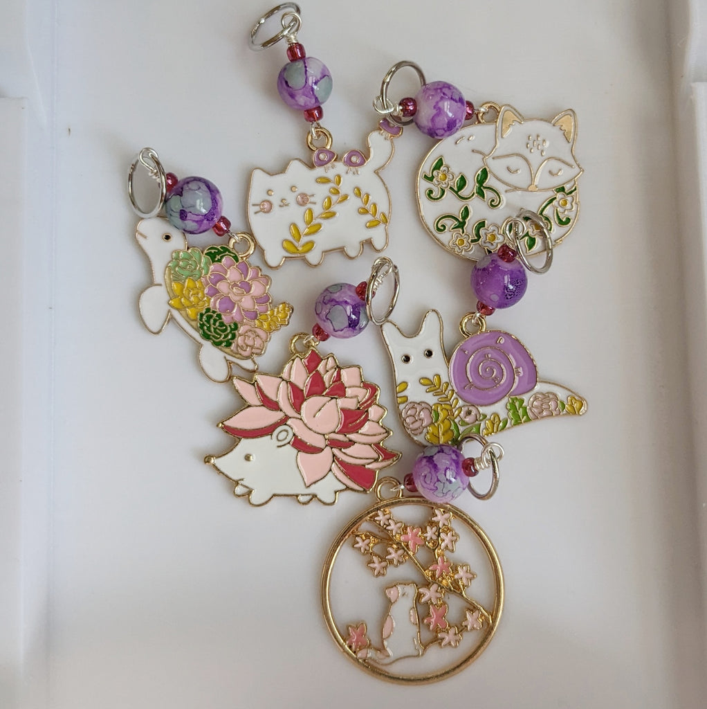 Frolicking Floral Friends Earrings & Stitch Markers