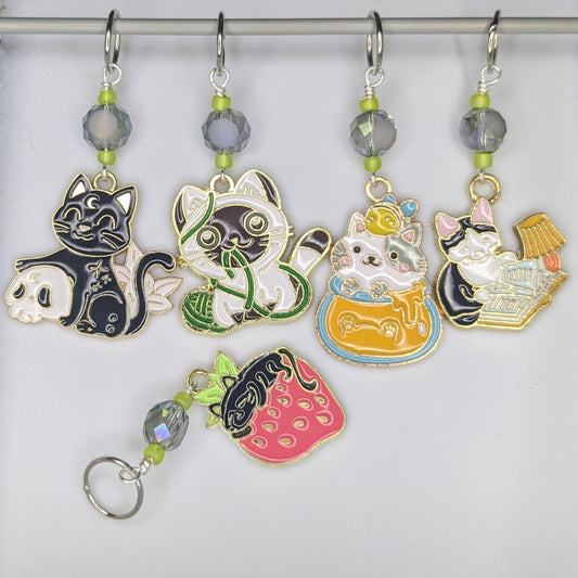 Curious Cats Enamel Stitch Markers