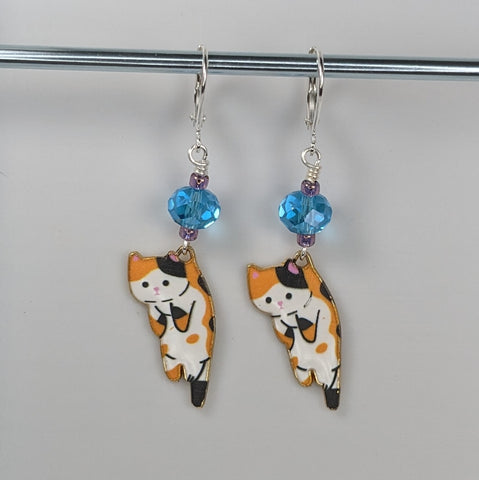Hang in There! Cranky Kitty Earrings & Stitch Markers