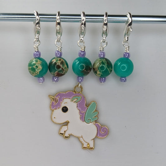 Enamel Baby Alicorn Earrings & Stitch Markers