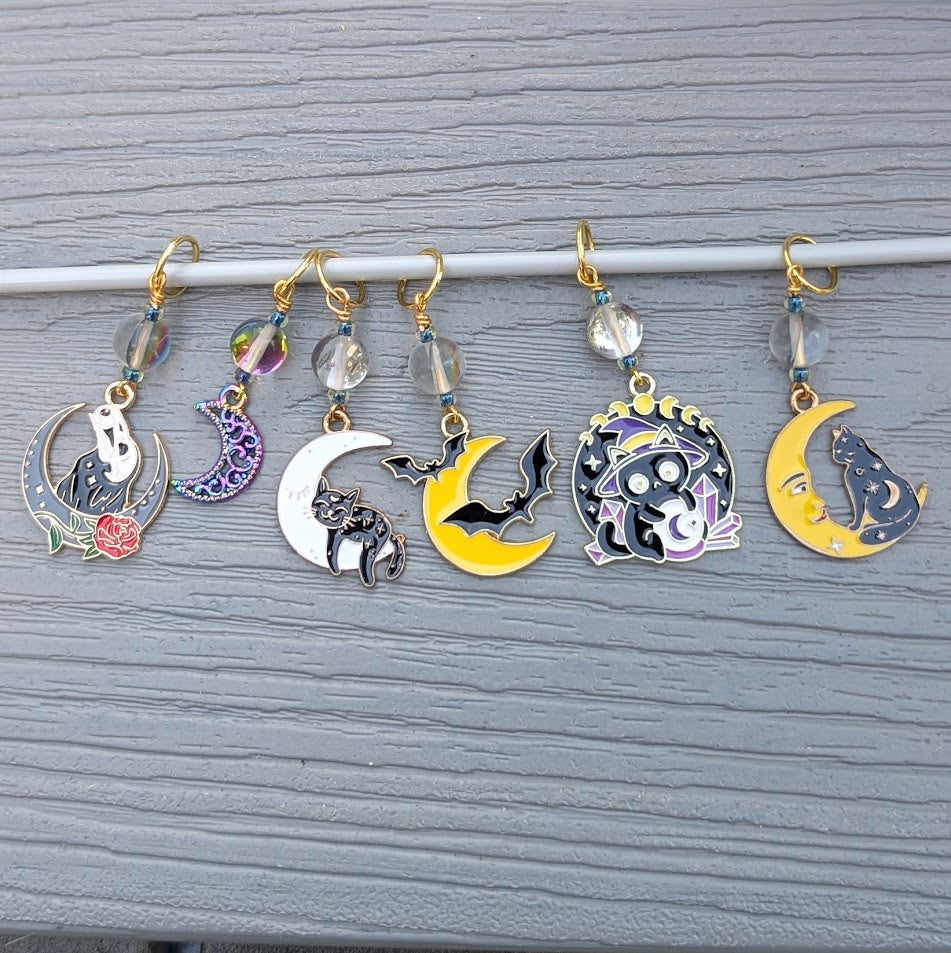 To the Moon and Back Stitch Markers and Earrings