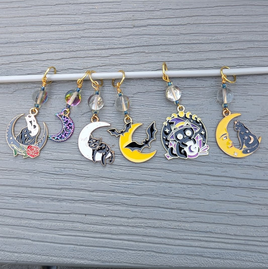To the Moon and Back Stitch Markers and Earrings
