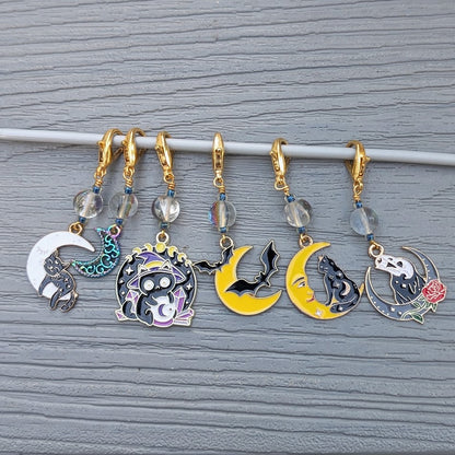 To the Moon and Back Stitch Markers and Earrings