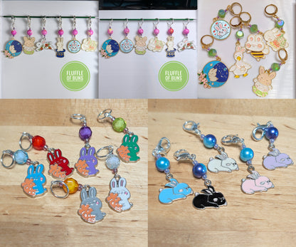 Enamel Bunnies Earrings & Stitch Markers