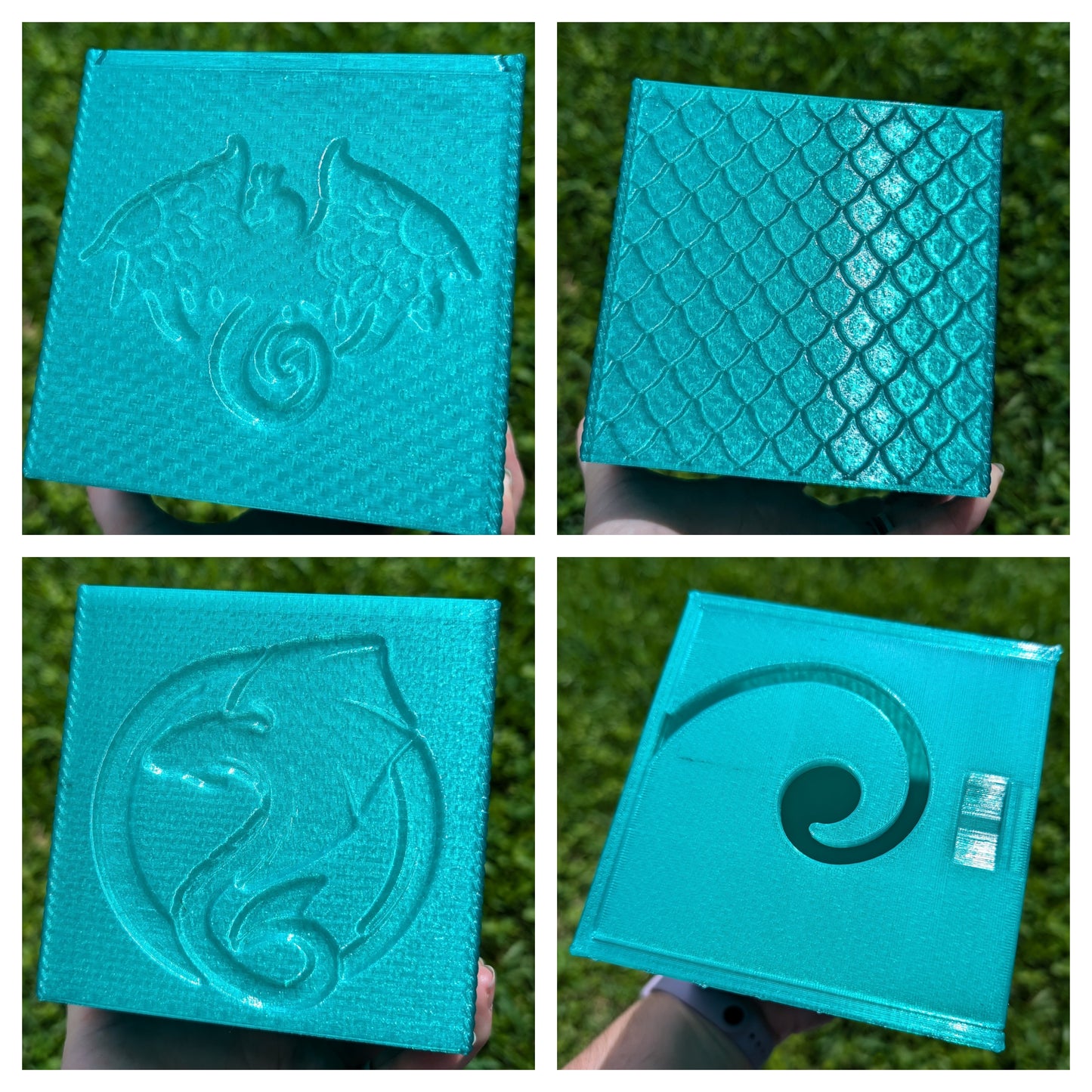 3D printed Yarn Box--Dragon with Scales Profile and Floral