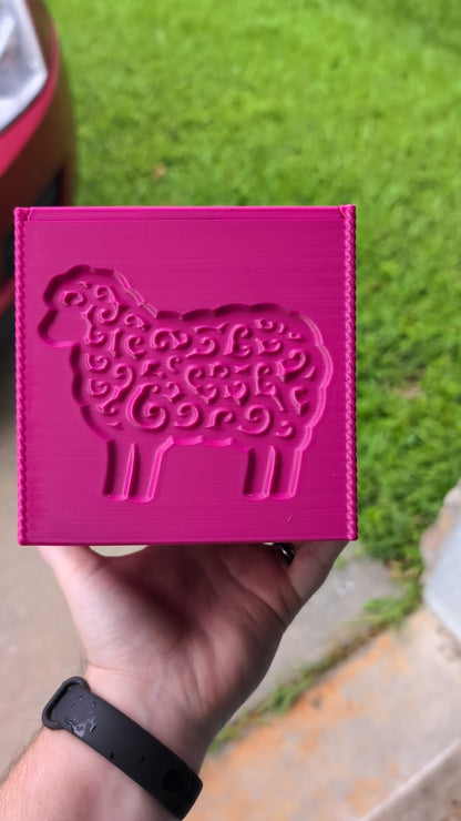 3D printed Yarn Box--Fancy Sheep & Faux Knit