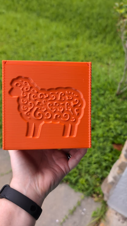 3D printed Yarn Box--Fancy Sheep & Faux Knit