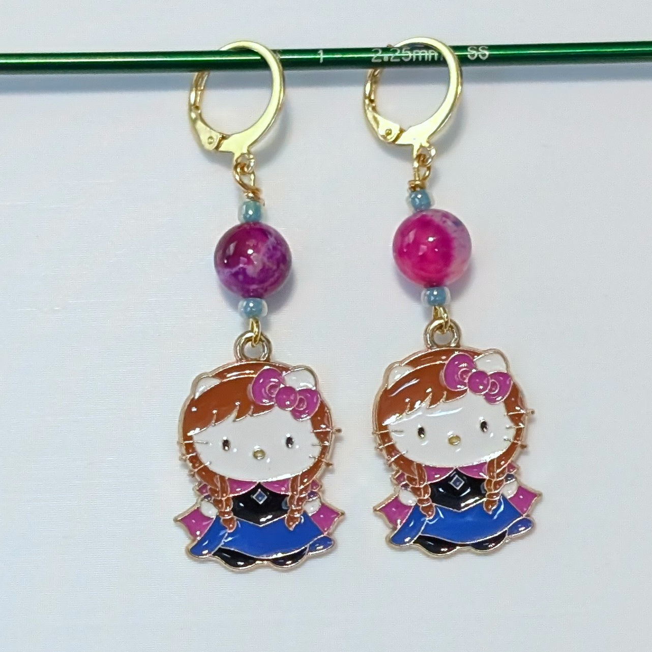 Hello Princess Kitty Stitch Markers & Earrings