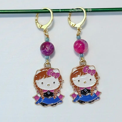 Hello Princess Kitty Stitch Markers & Earrings