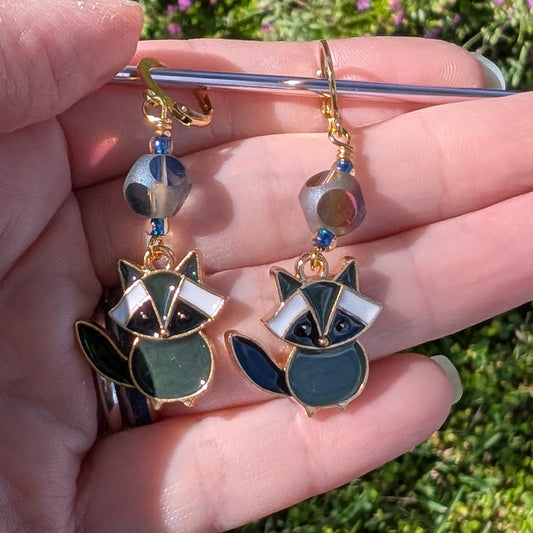 Trash Panda Earrings & Stitch Markers