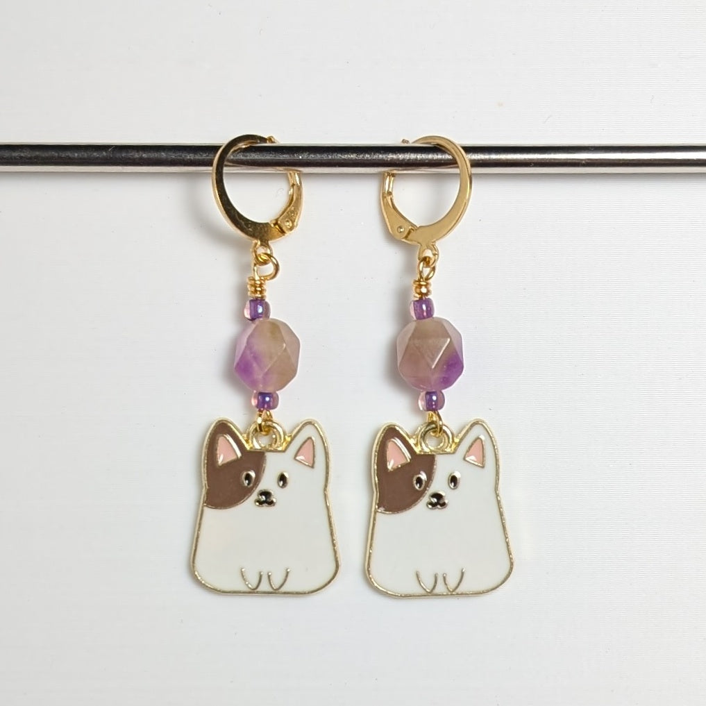 Pups Squared Stitch Markers & Earrings