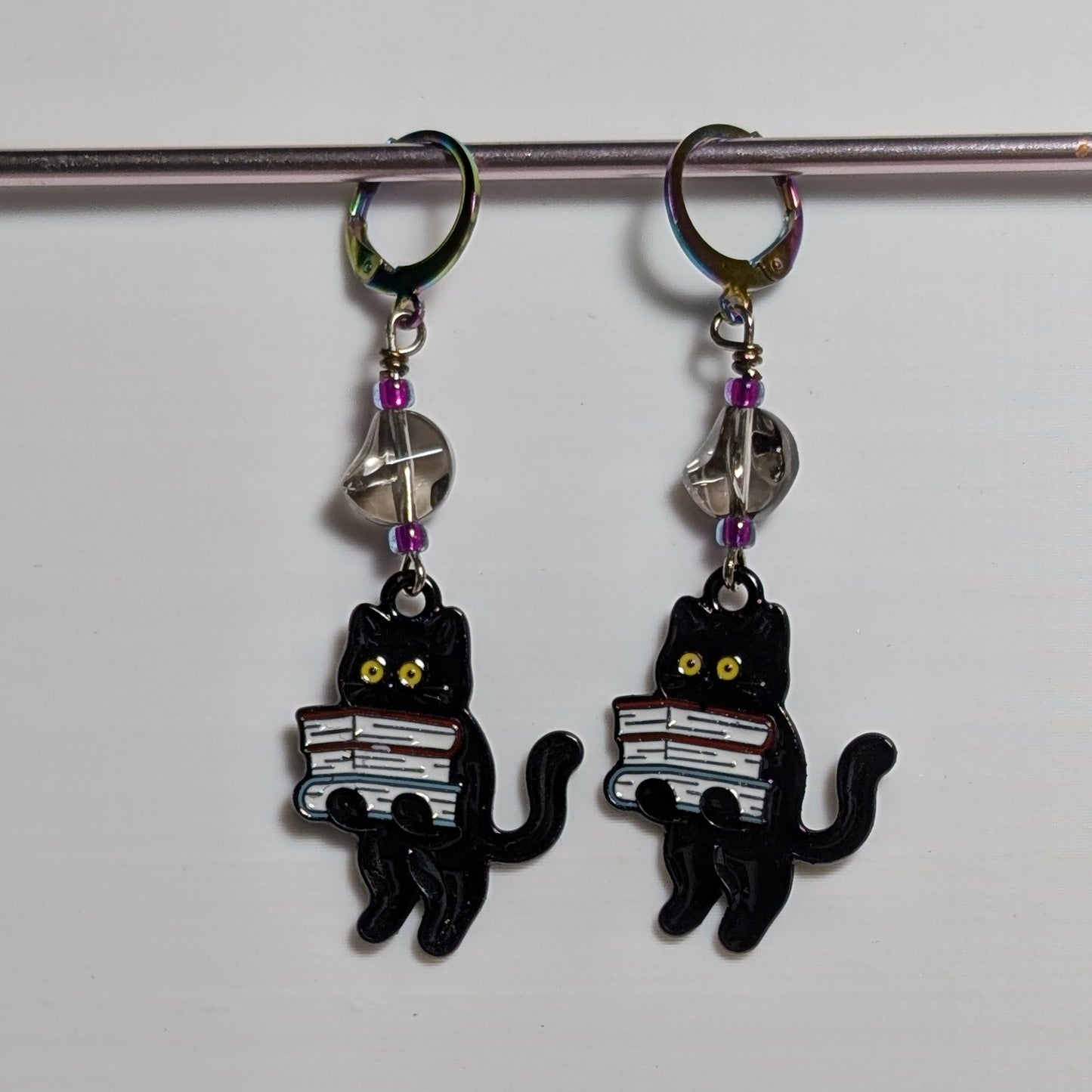 Book Cats Stitch Markers & Earrings