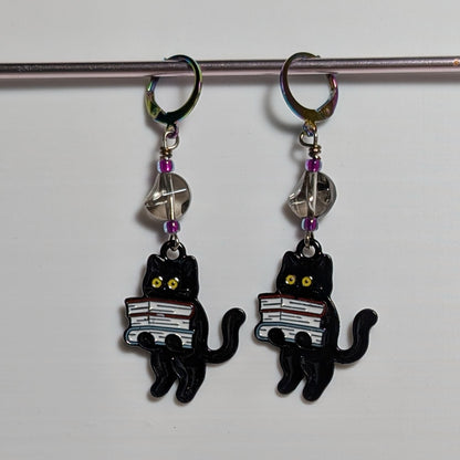 Book Cats Stitch Markers & Earrings