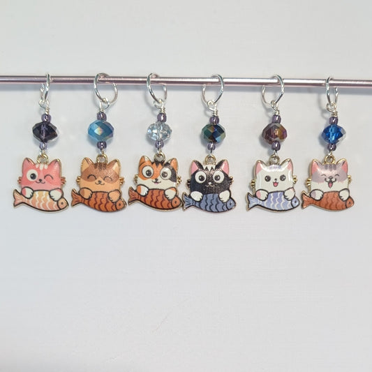 Fishy Cat Treats Stitch Markers and Earrings