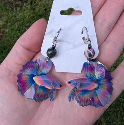 Betta Fish Stitch Markers & Earrings
