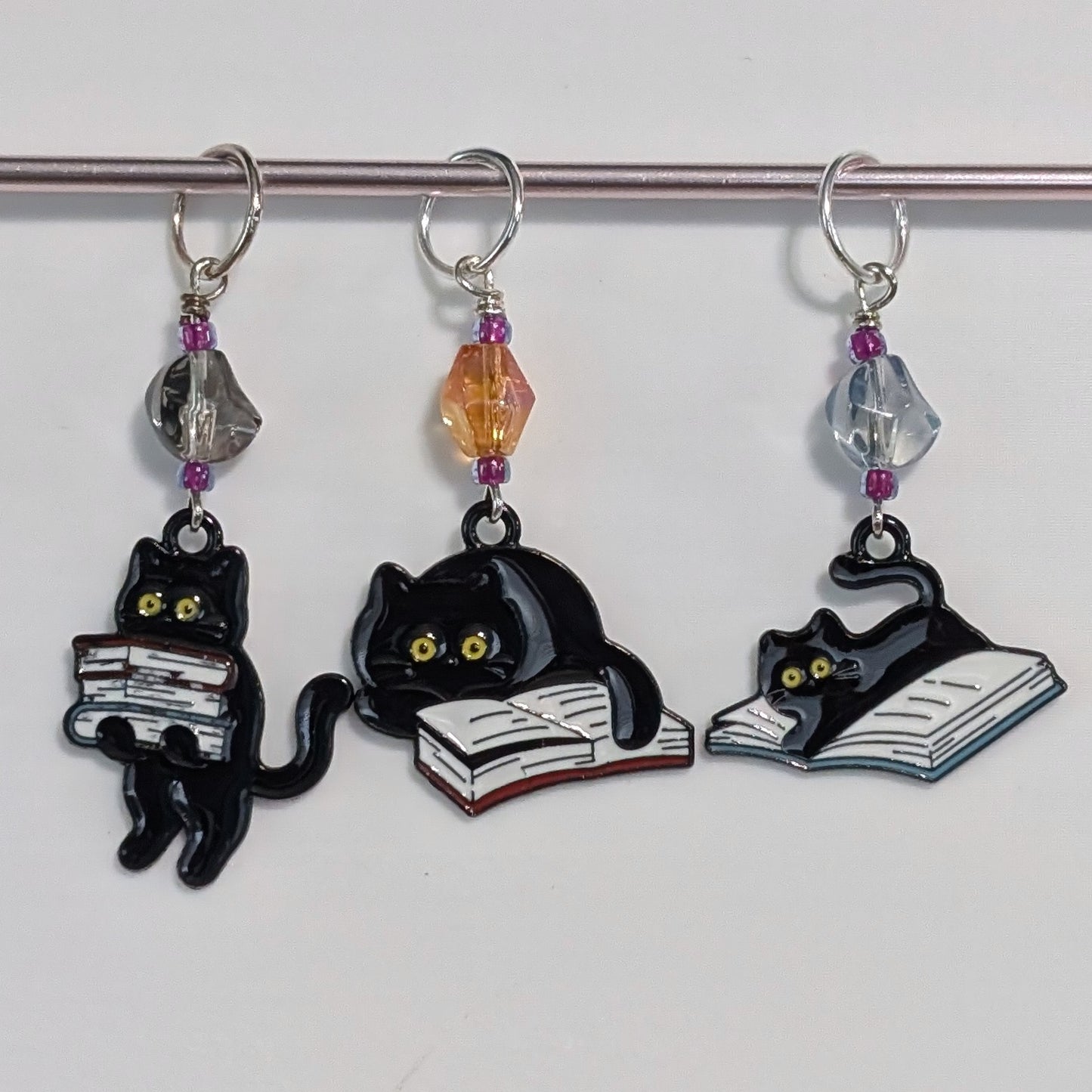 Book Cats Stitch Markers & Earrings