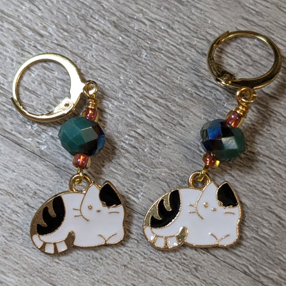 Loaf Boat Cats Earrings & Stitch Markers