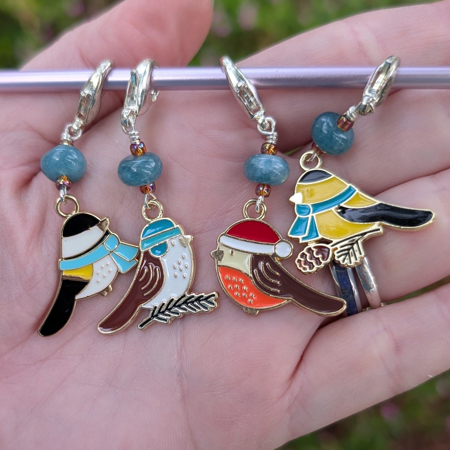 Cold Birds Stitch Markers & Earrings