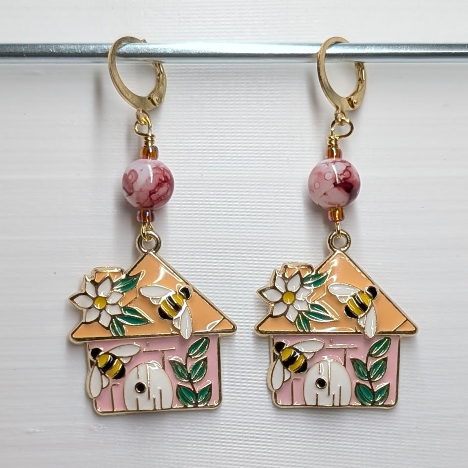 Oh bother! Bees and Hives Stitch Markers & Earrings