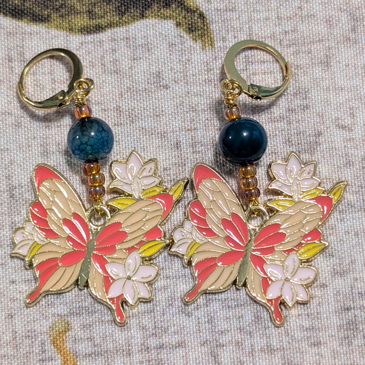 Butterfly and Plumeria Earrings & Stitch Markers