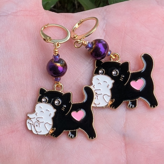 Mama Cat Stitch Markers & Earrings