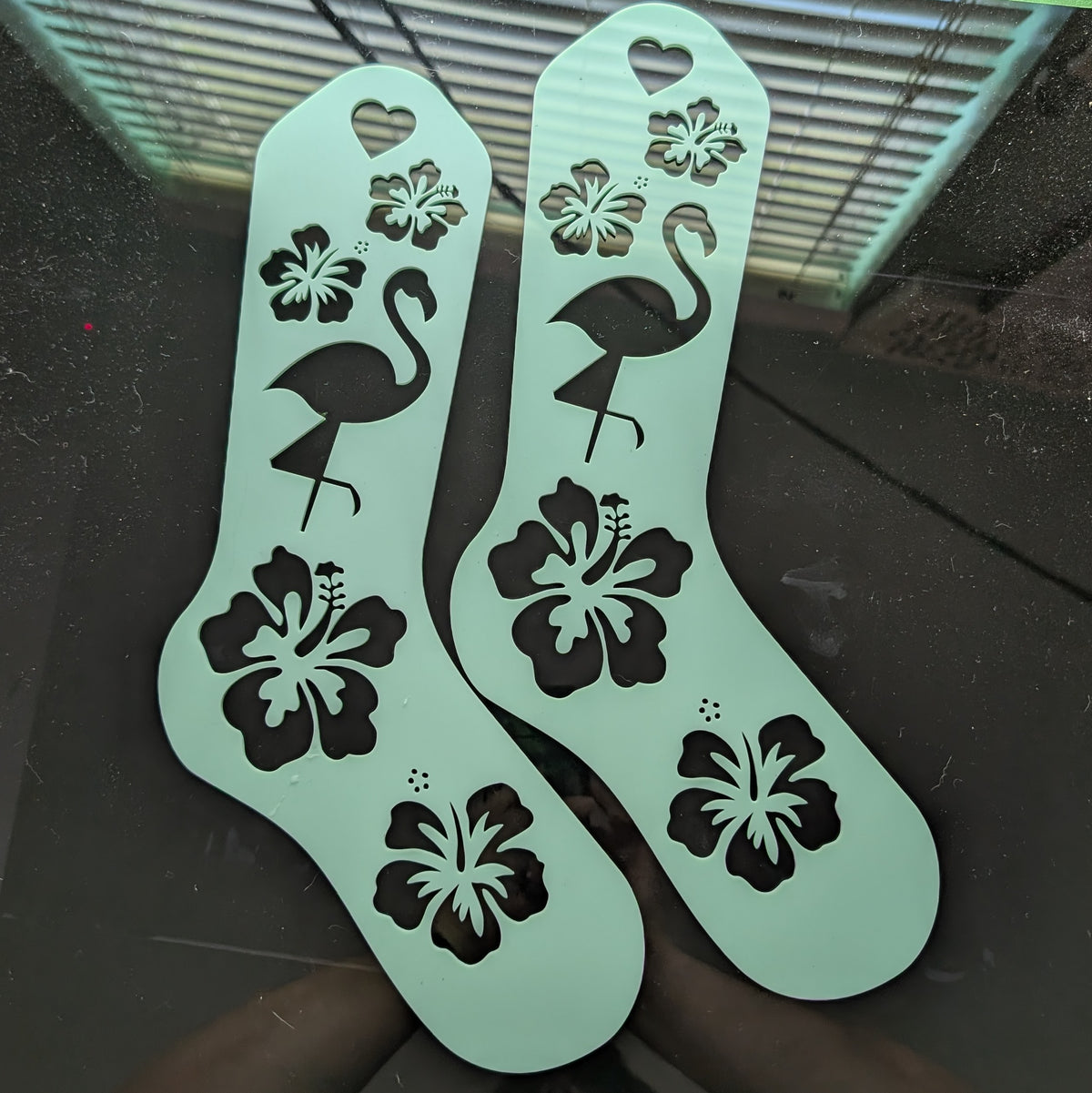 Flamingo and Hibiscus Acrylic Laser Cut Sock Blockers