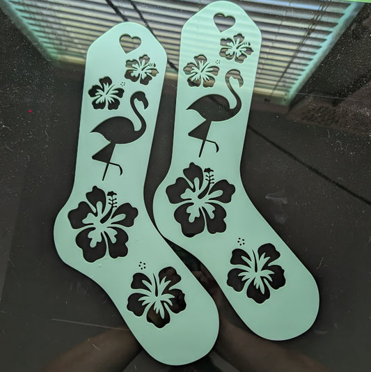Flamingo and Hibiscus Acrylic Laser Cut Sock Blockers