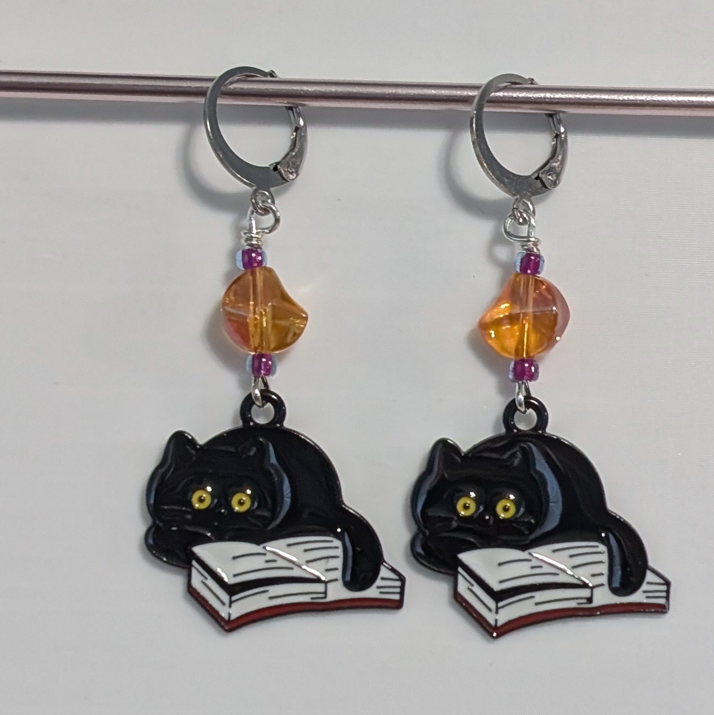 Book Cats Stitch Markers & Earrings