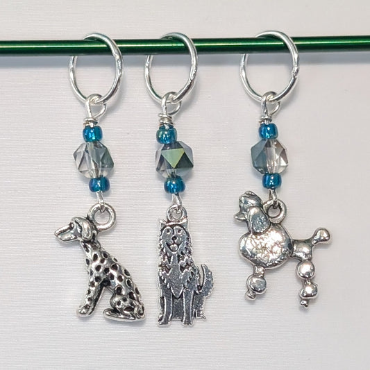 Tibetan Silver Color Dogs Stitch Markers