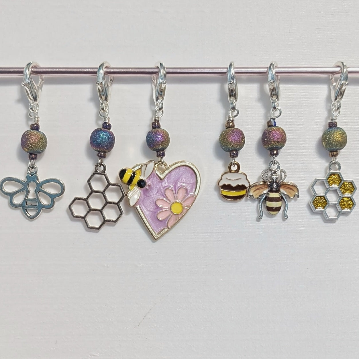Enamel Bee Earrings & Stitch Markers