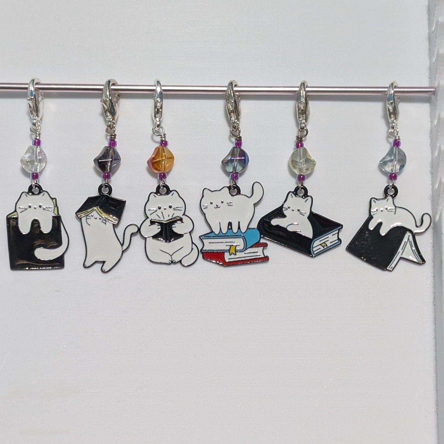 Book Cats Stitch Markers & Earrings